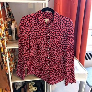 Silk heart print J. Crew button down